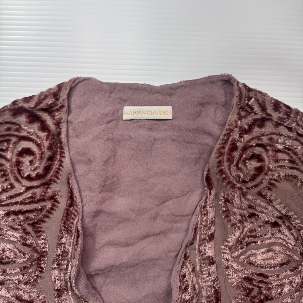 Marian Clayden Silk Cardigan Mauve Pink Women’s Medium Cropped Boho Fairycore - Picture 15 of 16